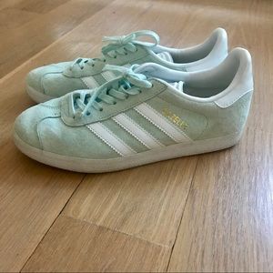 ADIDAS GAZELLE Mint Green Suede Sneakers